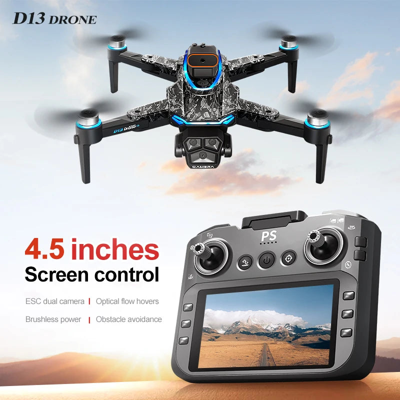 4K RC Camera Drone - D13 Foldable GPS Quadcopter with Obstacle Avoidance Tidesmit