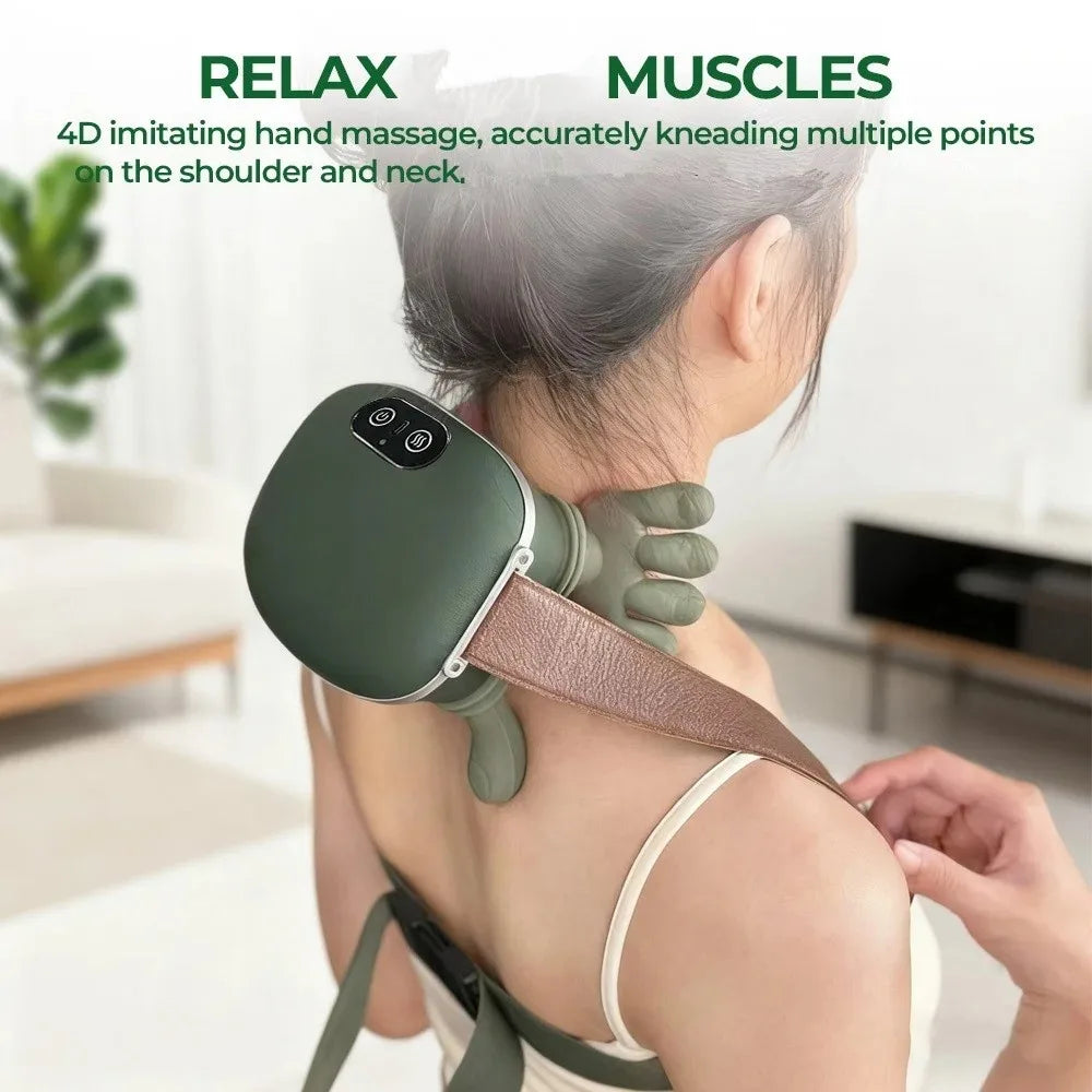 Electric Back & Neck Massager with Heat Therapy - Wireless Wellness Back Massage Instrument Tidesmit