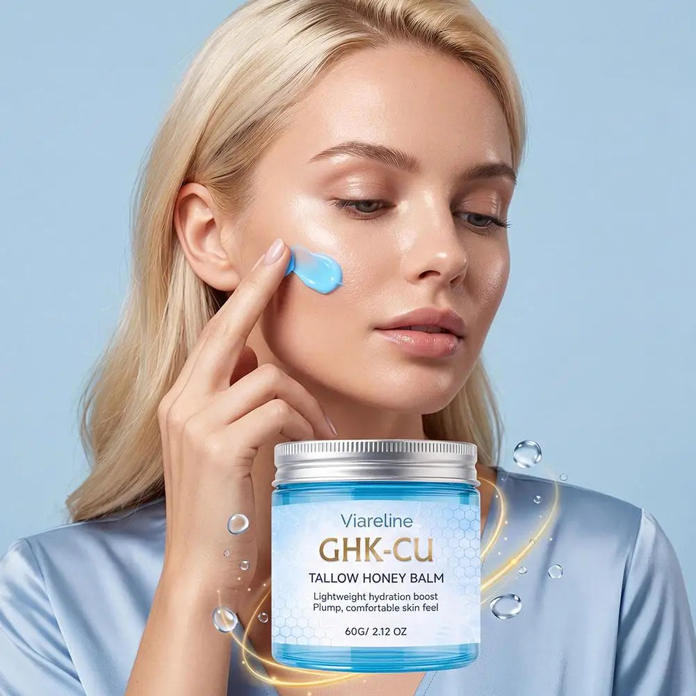 Viareline GHK‑CU Tallow Honey Moisturizing Balm, Copper Peptide Skin Barrier Repair Cream, Gentle Fast‑Absorbing Lotion