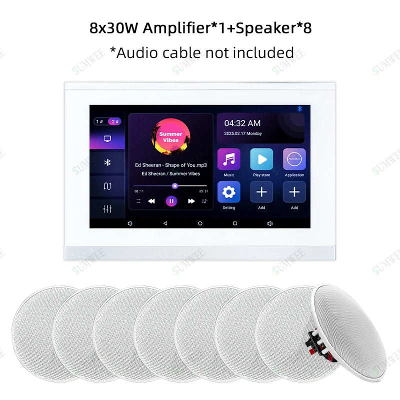 Smart Audio System Home Theater Sound in Wall Power Amplifier Android WiFi Bluetooths System with 5 Inch Stereo Ceiling Speakers