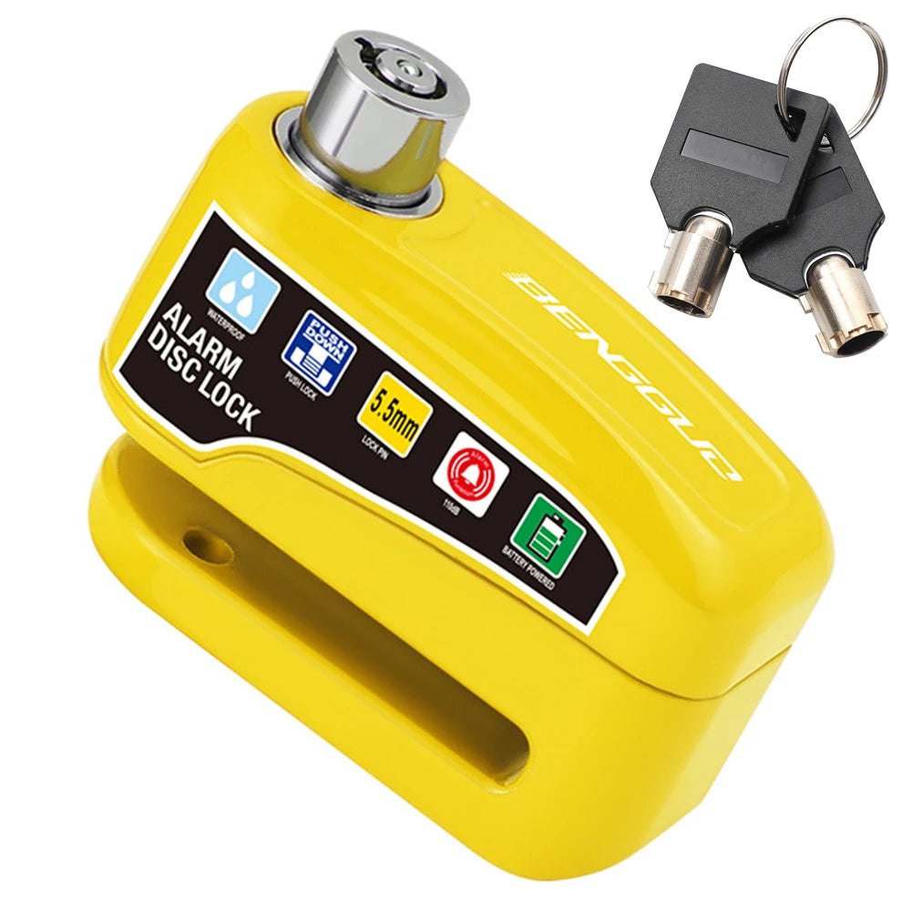 Motorcycle Alarm Wheel Disk Brake Lock with Keys Waterproof Bike Alarm Security Padlock Aluminum Alloy Bike Accessories