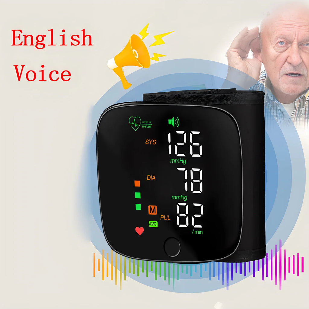 Rechargeable Wrist Blood Pressure Monitor Medical Russian/No Voice Digitlal Display Health Sphygmomanometer Tonometer