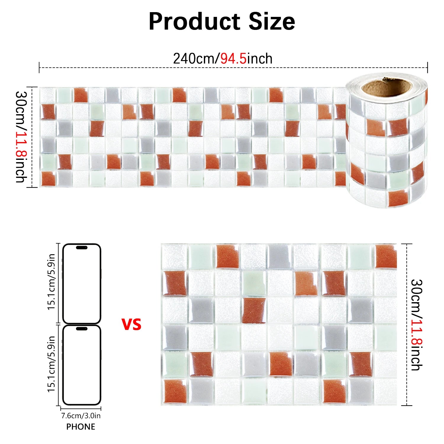 26 Styles 2D Mosaic Tiles Wall Sticker Waist Line Skirting Strip Peel & Stick Bathroom Kitchen Backsplash Home Decor Wall Decals