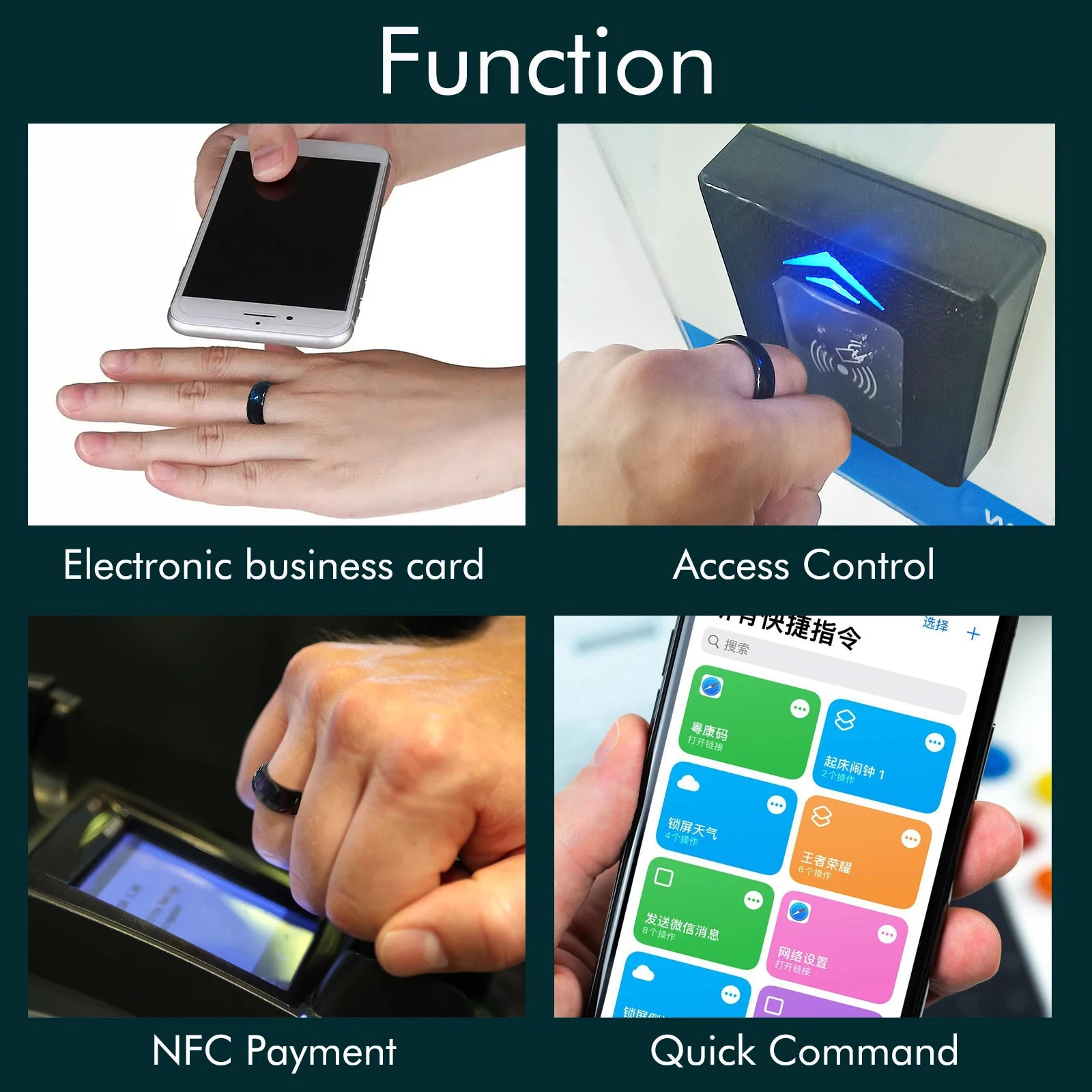 NFC Ntag216 Chip Ceramic Smart Finger Ring Programmable 888 Bytes for Men or Women Tidesmit