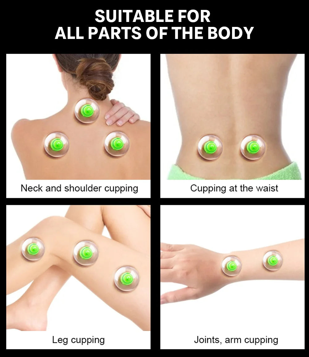 Vacuum Cupping Set for Deep Tissue Muscle Relief - 6 or 12 Piece Kit Body Shaping Massage Equipment Tidesmit