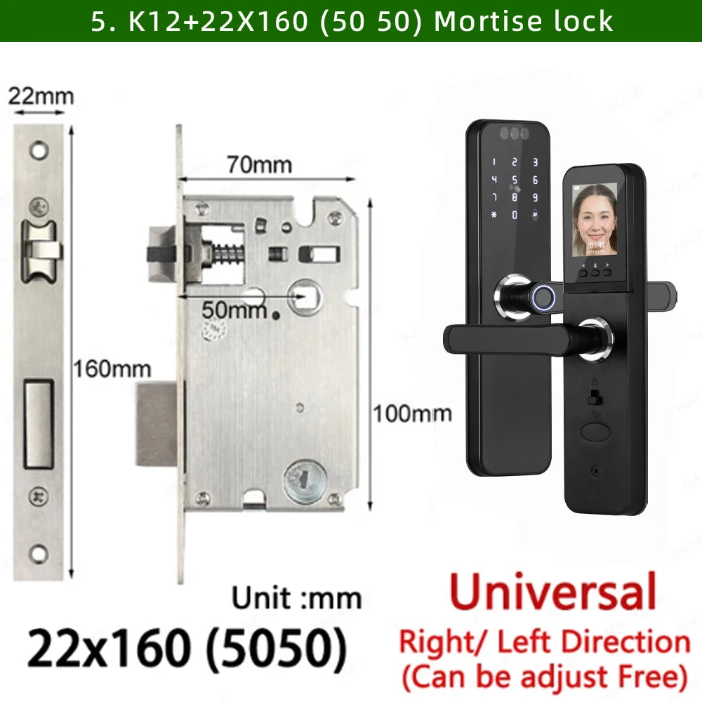 CDOK K12 Tuya WiFi smart door lock, remote unlocking, with cat-eye camera and face unlocking