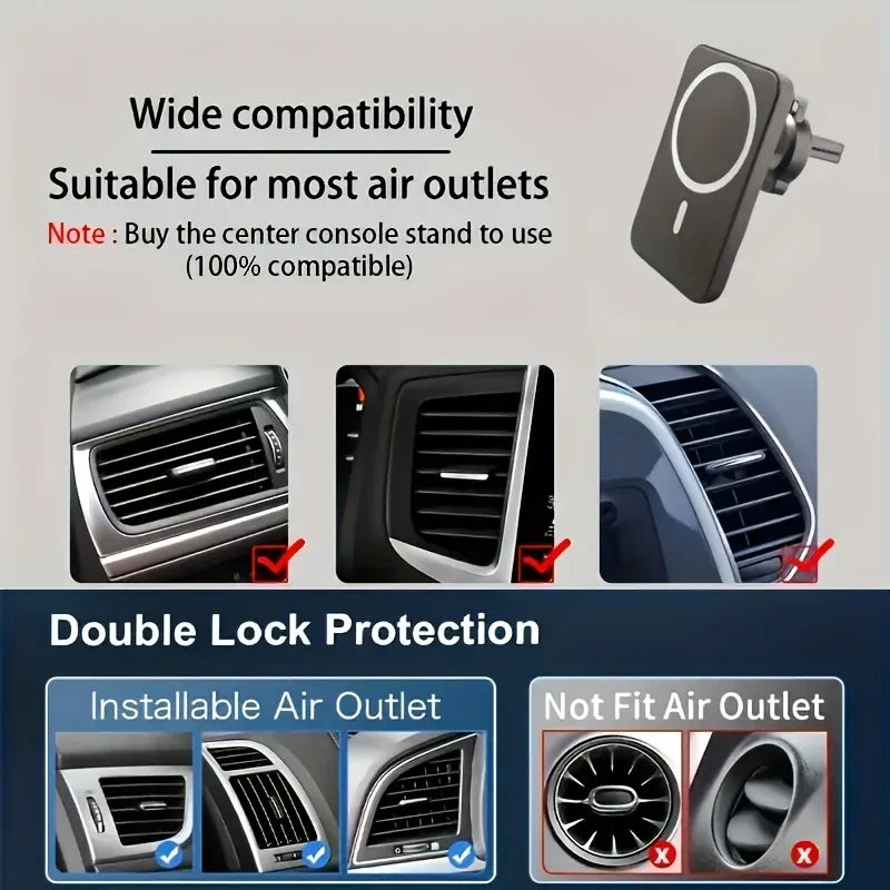 Magnetic Wireless Car Charger for iPhone 12-17 | Qi Certified Fast Charge Tidesmit