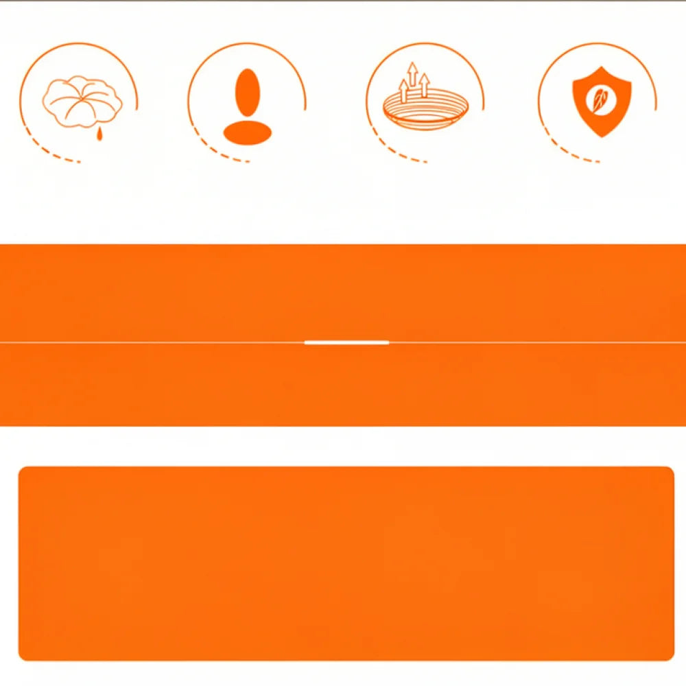 Microwave rice steamer pot feature icons on orange panel: steam, user, heating.