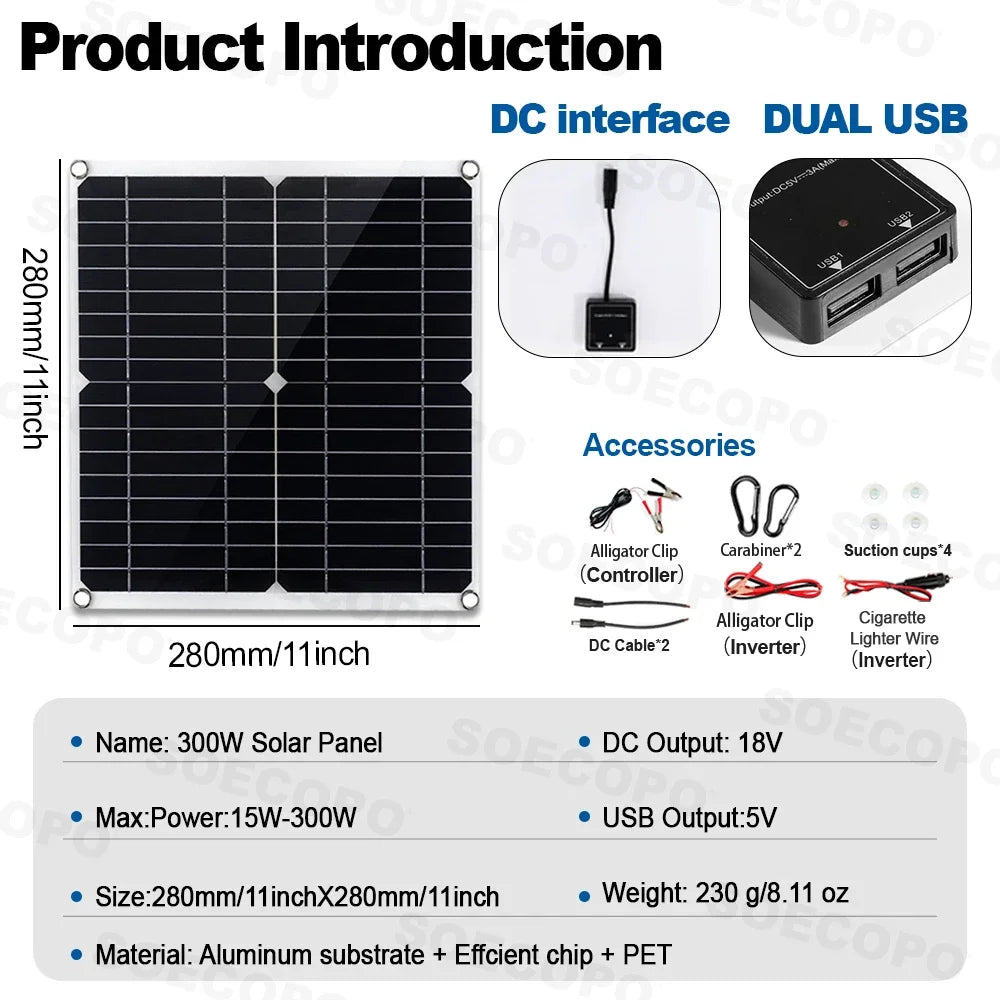 10000W Complete Solar Power Kit | 300W Panel + 100A Controller + 10000W Inverter 12V to 110V/220V Emergency Backup for Home,RV