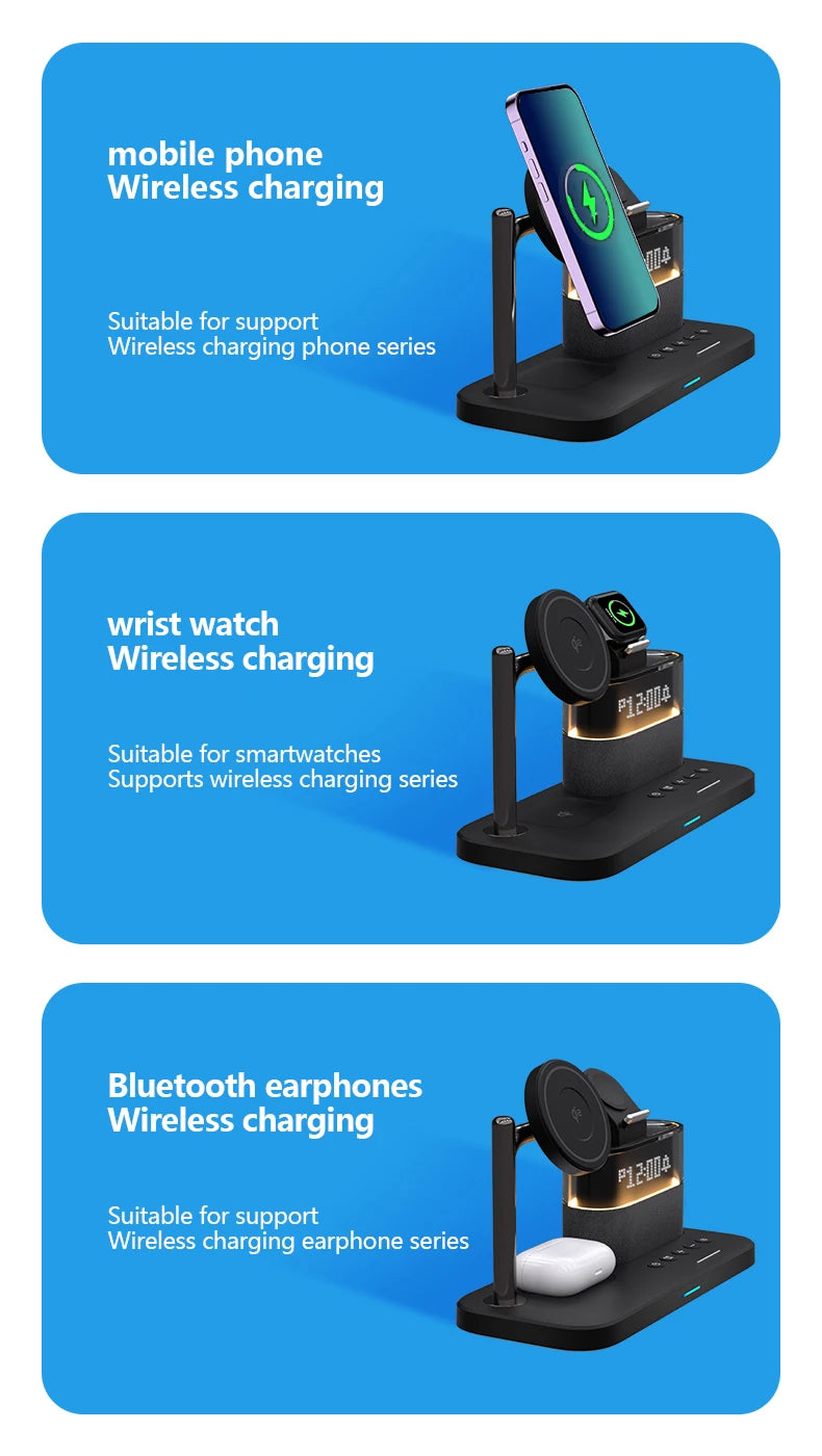 Qi2 Wireless Charger with Alarm Clock & RGB Light - Tidesmit Tidesmit