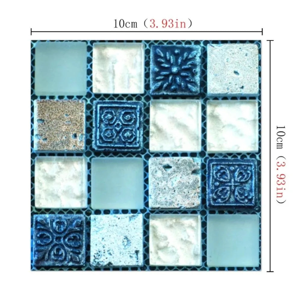 20pcs/set New Self Adhesive Wall Sticker Waterproof Flat 3D Mosaic Tile Wallpaper Oil Resistant Art Decals For Living Room