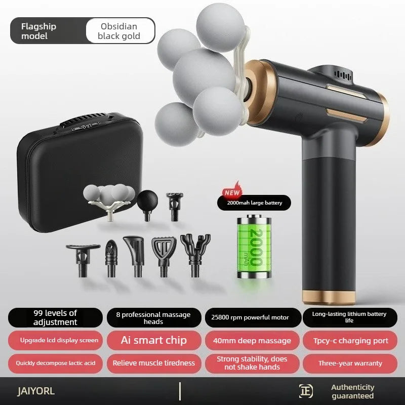 Fascia Gun Massager – Deep Tissue Percussive Therapy Tool Fascia Gun upgrade black Type C Charge Tidesmit