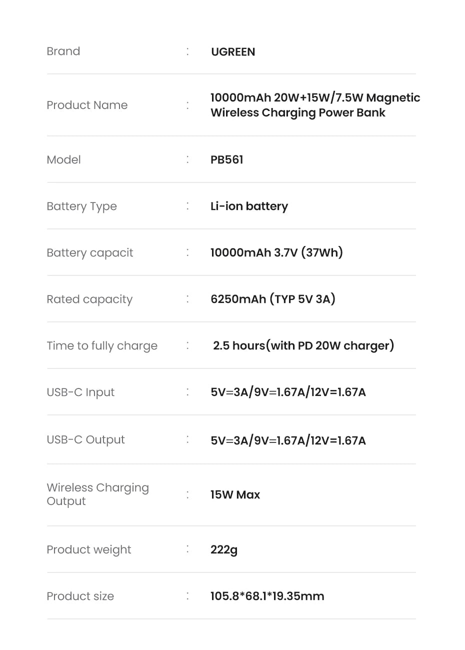 Magnetic Power Bank 10000mAh for MagSafe iPhone - Fast Wireless Charging Tidesmit
