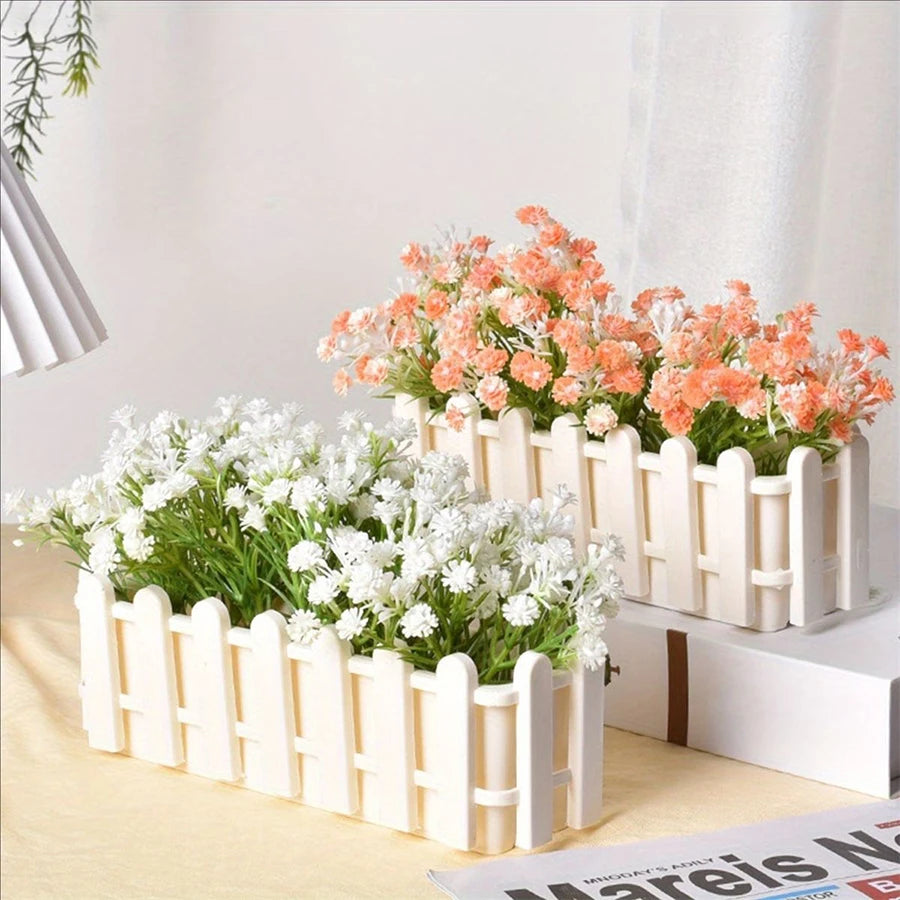 Modern Rectangular Planter  - Pot Series with Decorative Fence Design - Home Garden Decoration Gardening Gift Home Decor