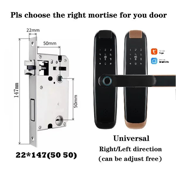 TUYA APP Compatible Smart Life App Unlock Smart Door Lock for Home Wood Door with Fingerprint Handle Combination Rfid Card