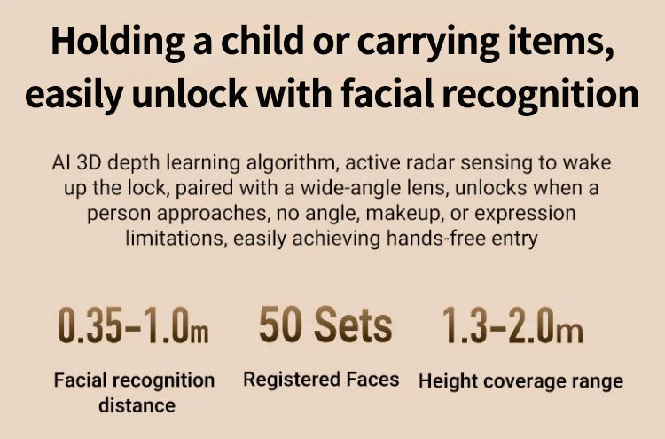 Wishome APP 3D Face Recognition Smart Lock with Camera, Video Call, and Voice Intercom Functions