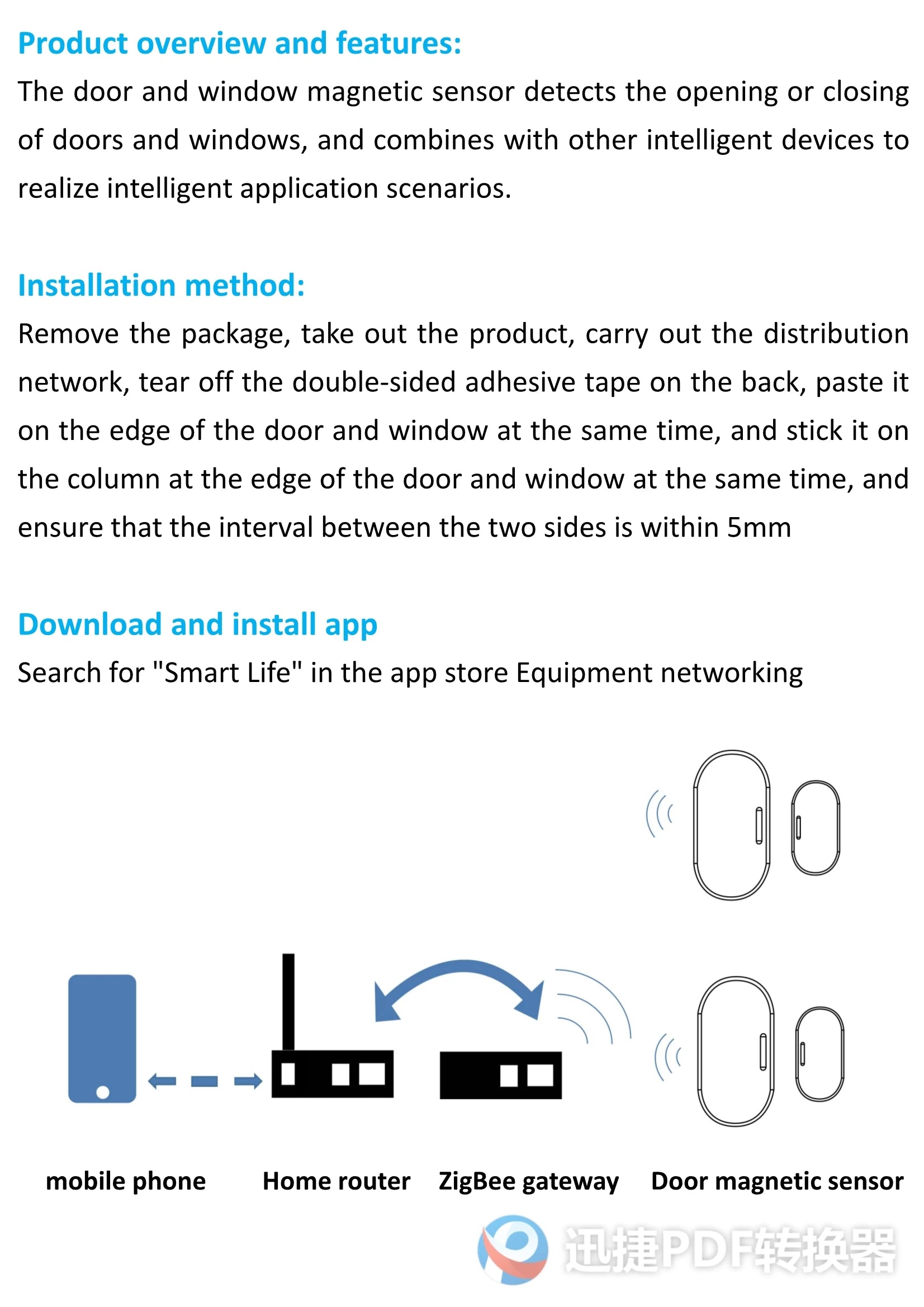 Tuya Zigbee 3.0 WiFi Door Window Sensor Smart Home Wireless Door Open / Closed Detector Smart Life Control Via Alexa Google Home