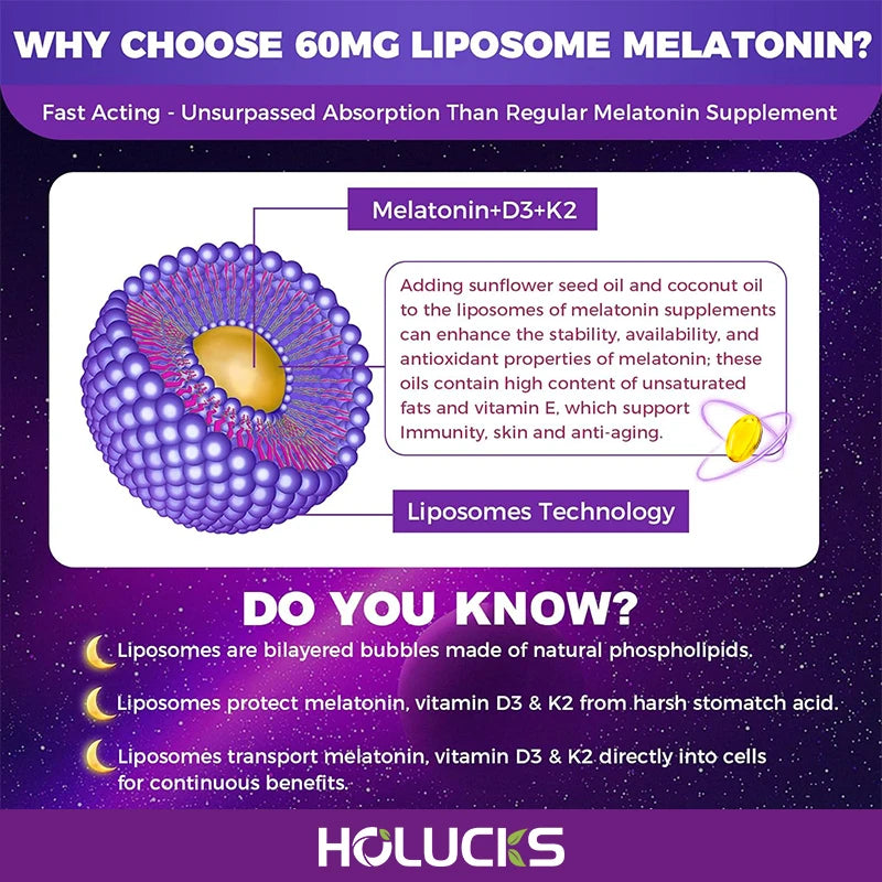 Buy 2 Get 2 Free! Liposomal Melatonin Capsules, Support Insomnia Relief & Jet Lag Recovery, Quick Sleep Onset & Restful Nights