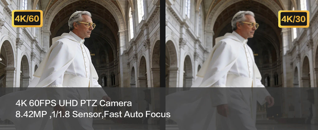 Runpu 4K 60fps NDI PTZ Camera 20x 30x Optical Zoom IP LIve Streaming PTZ Camera AI Auto-Tracking 3G-SDI LAN USB PoE for Church