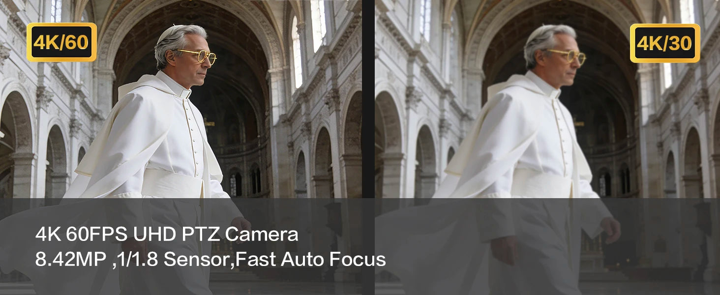 Runpu 4K 60fps NDI PTZ Camera 20x 30x Optical Zoom IP LIve Streaming PTZ Camera AI Auto-Tracking 3G-SDI LAN USB PoE for Church