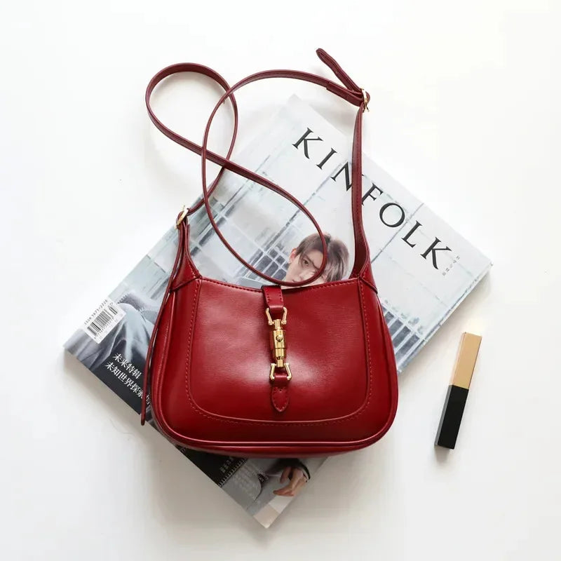 New High-quality Cowhide Women's Underarm Bag Handbag Zipper Opening Women's Bag Business and Casual Style