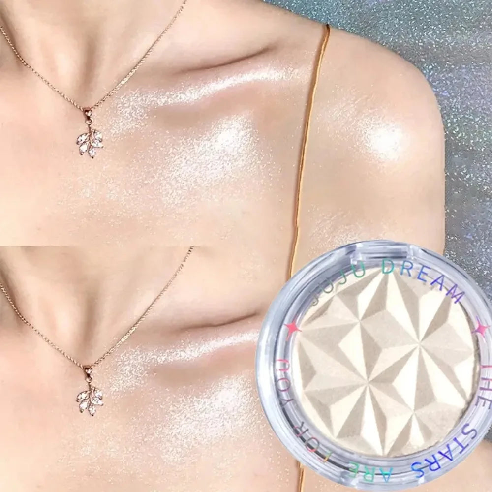 Tidesmit dual tone shimmer matte highlighter palette 3D contour powder texture close-up for face illumination