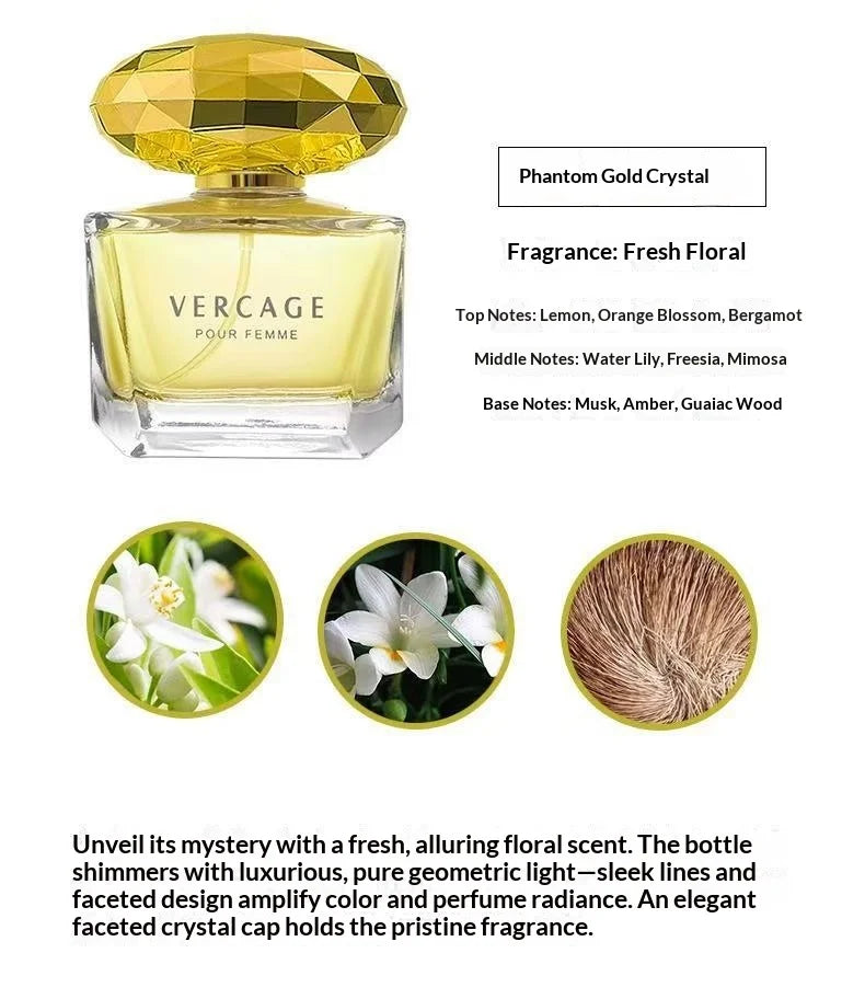 Tidesmit Crystal Diamond perfume for women with light Osmanthus, Peony, and Pomegranate scent in elegant glass bottle.