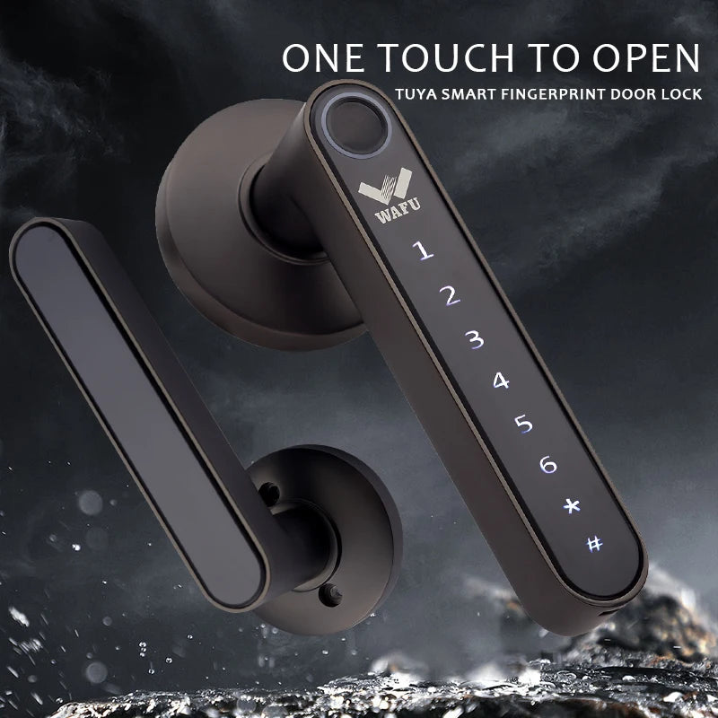 WAFU 016 Fingerprint Smart Lock Password Handle Bed Room Lock Tuya Bluetooth Password Door Lock Zine For Home Hotel