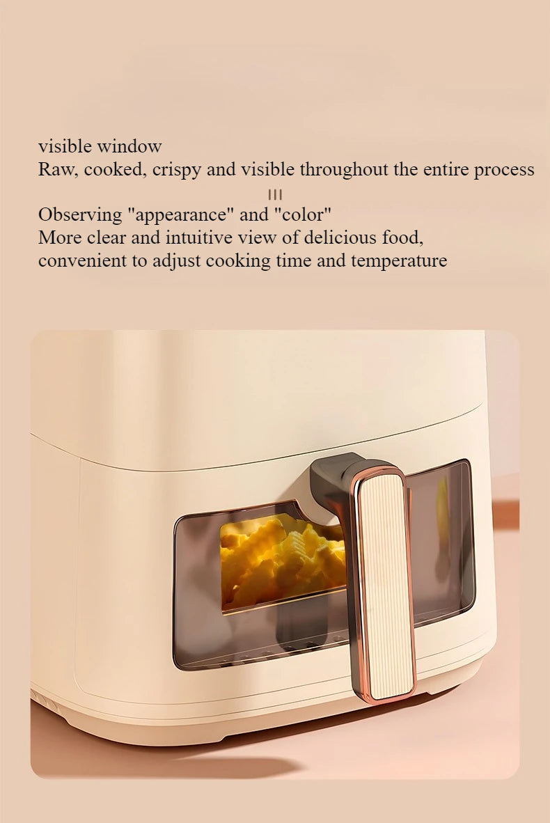 220V Air Fryer Household New Intelligent Large Capacity Visual Non Flip Oil Free Multifunctional Electric Oven Machine