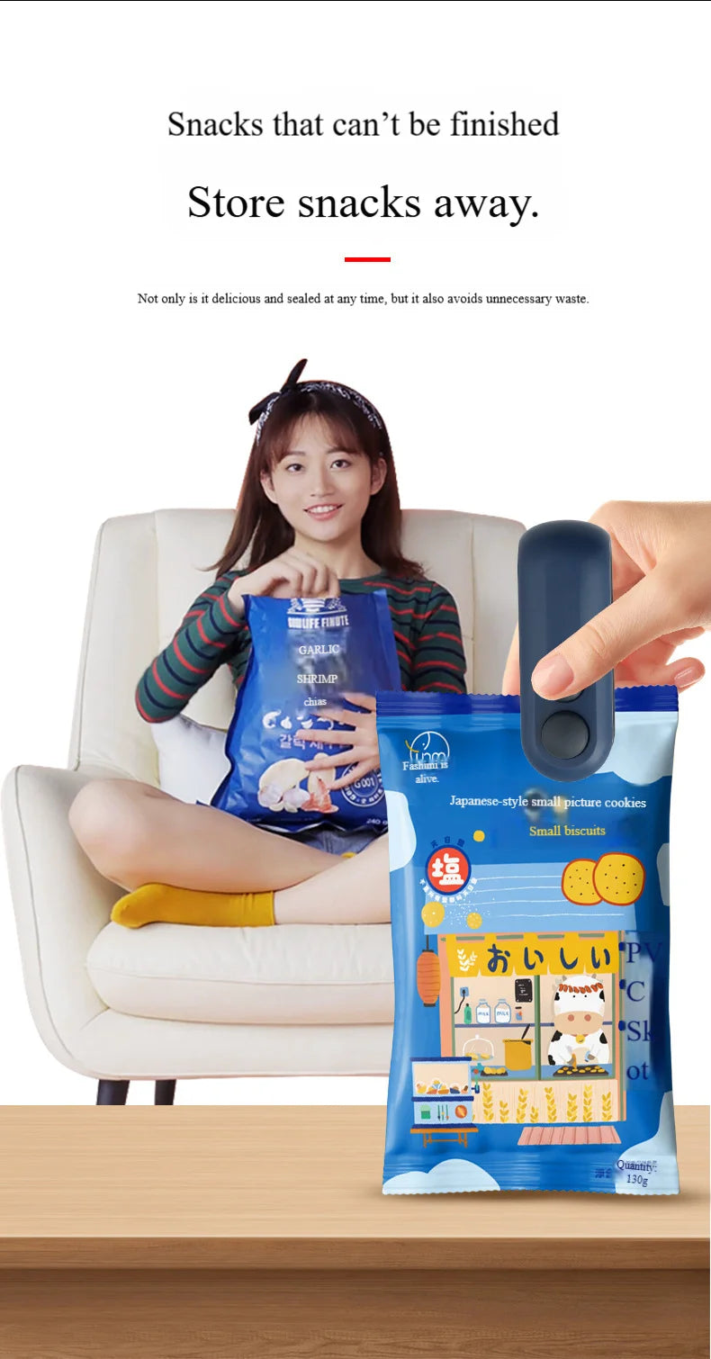 Vacuum Sealing Machine 2-in-1 Small Household Mini Sealing Tool Portable Hand Pressed Food And Snack Plastic Bag Sealing Machine