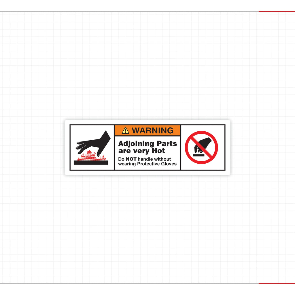 Warning Hot Surface Safety Decal Wear Protective Gloves ANSI ISO Compliant - Angle/Detail 8