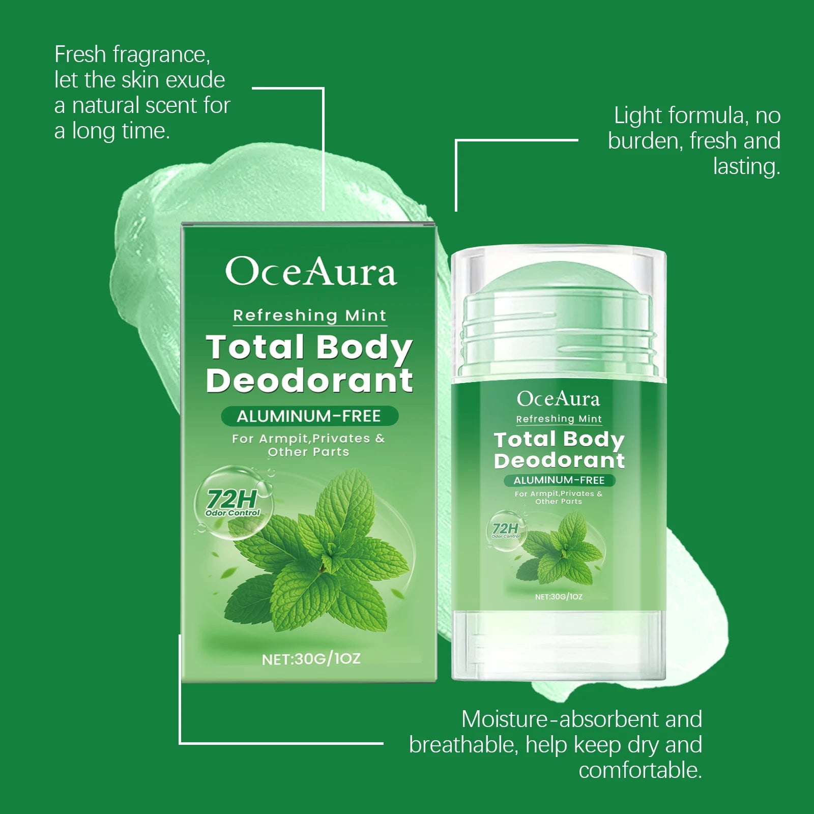 Tidesmit Mint Body Care Stick for long-lasting freshness, odor purification, and moisturizing daily use.