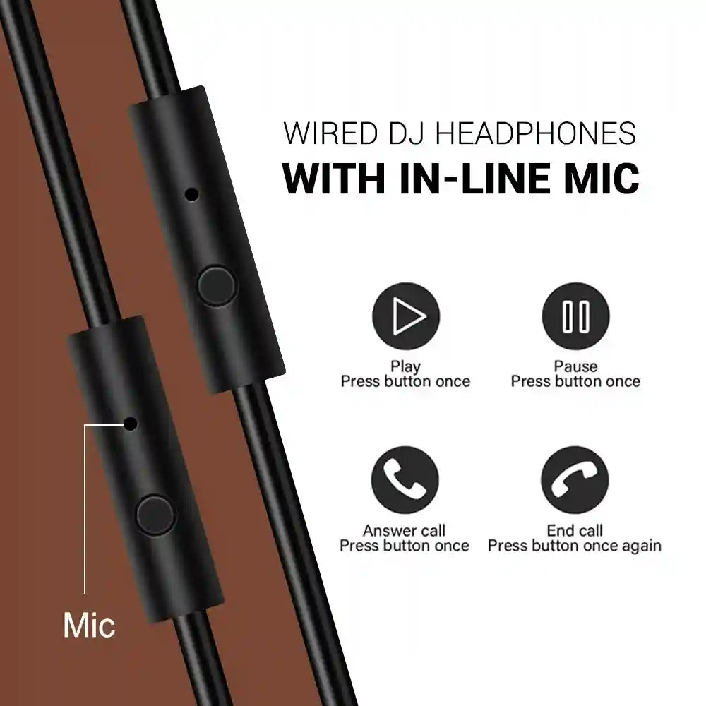 Pro-30 Studio DJ Headphones with Mic - Wired Over-Ear Monitoring Tidesmit