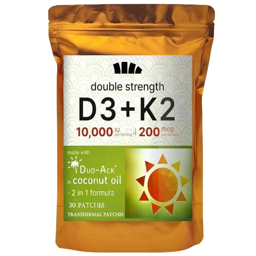 Vitamin D3 & K2 Transdermal Patches Support Strong Bones & Muscle, Calcium Absorption & Immune Health 30 Patches