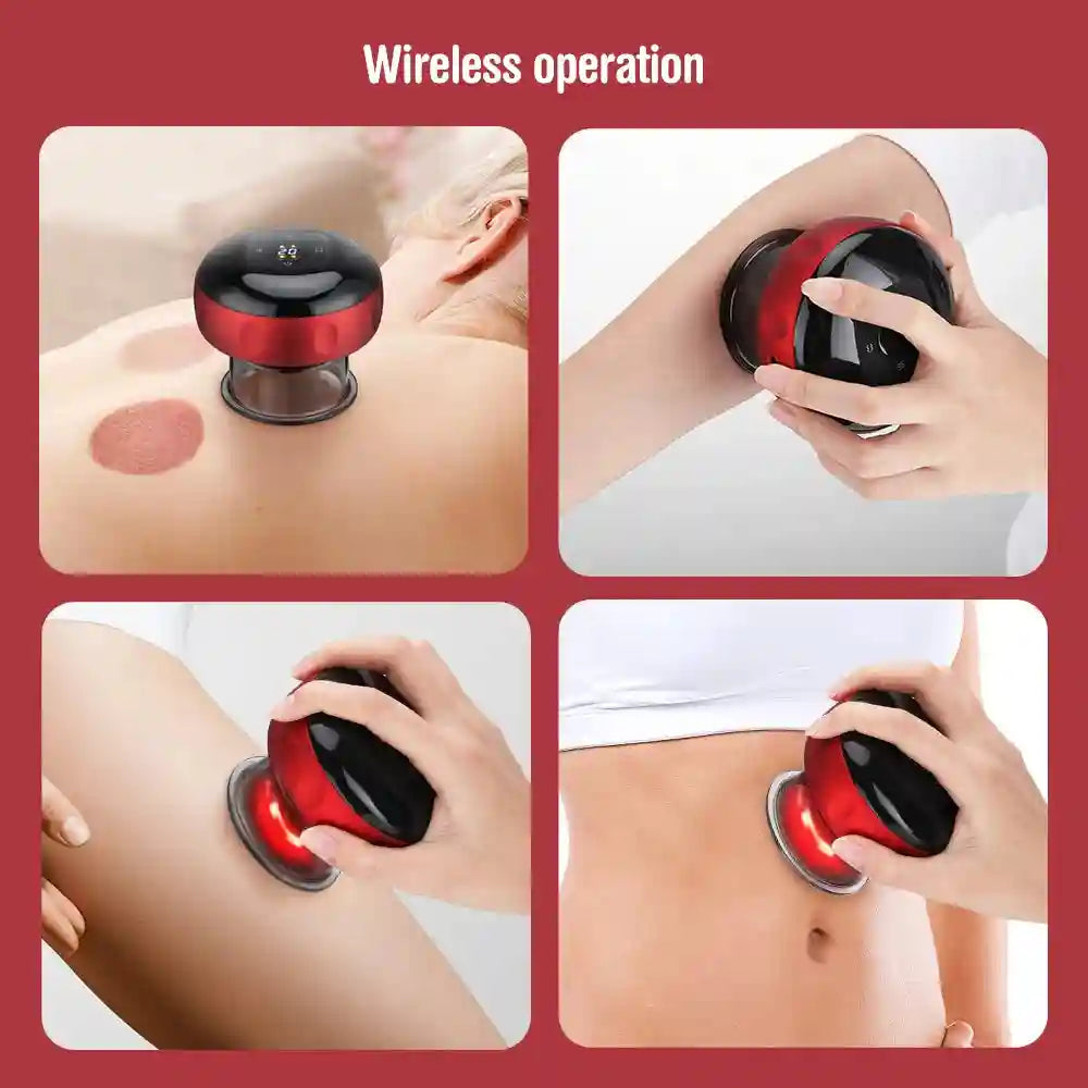Electric Cupping Massager: 12-Gear Heat Therapy for Muscle Relief Massage Roller Tidesmit