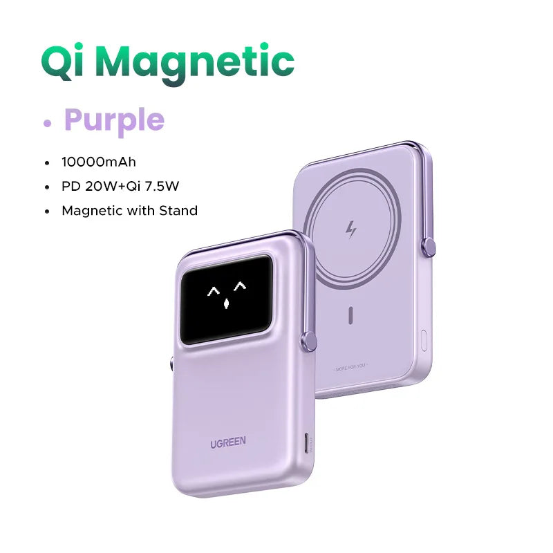 Magnetic Power Bank 10000mAh Wireless Fast Charger with PD Support 10000mAh Purple Tidesmit