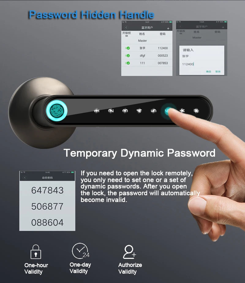 WAFU 016 Smart Lock Fingerprint APP Unlock Keyless Entry Works With iOS/Android Door Bluetooth-Compatible Password Handle Lock
