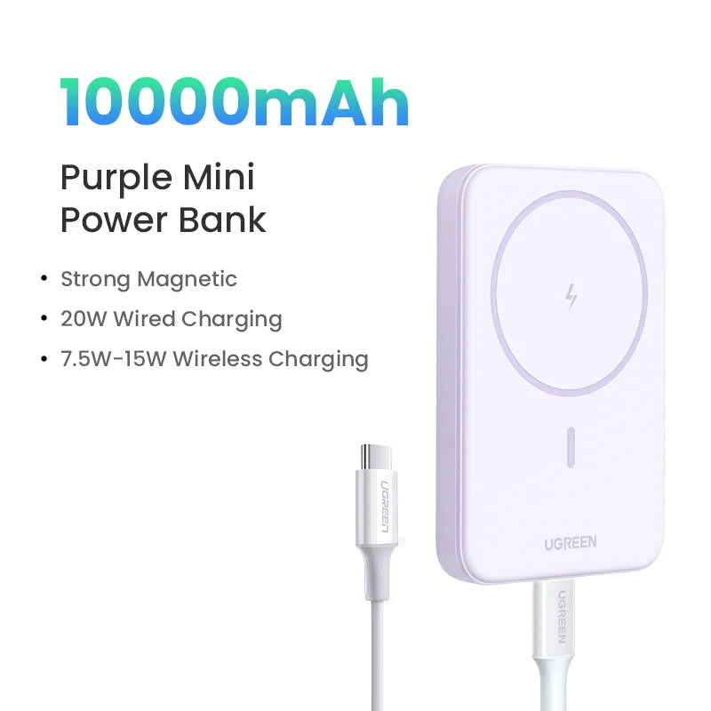 10000mAh Magnetic Portable Charger with Fast PD Power Delivery Purple 10000mAh Tidesmit