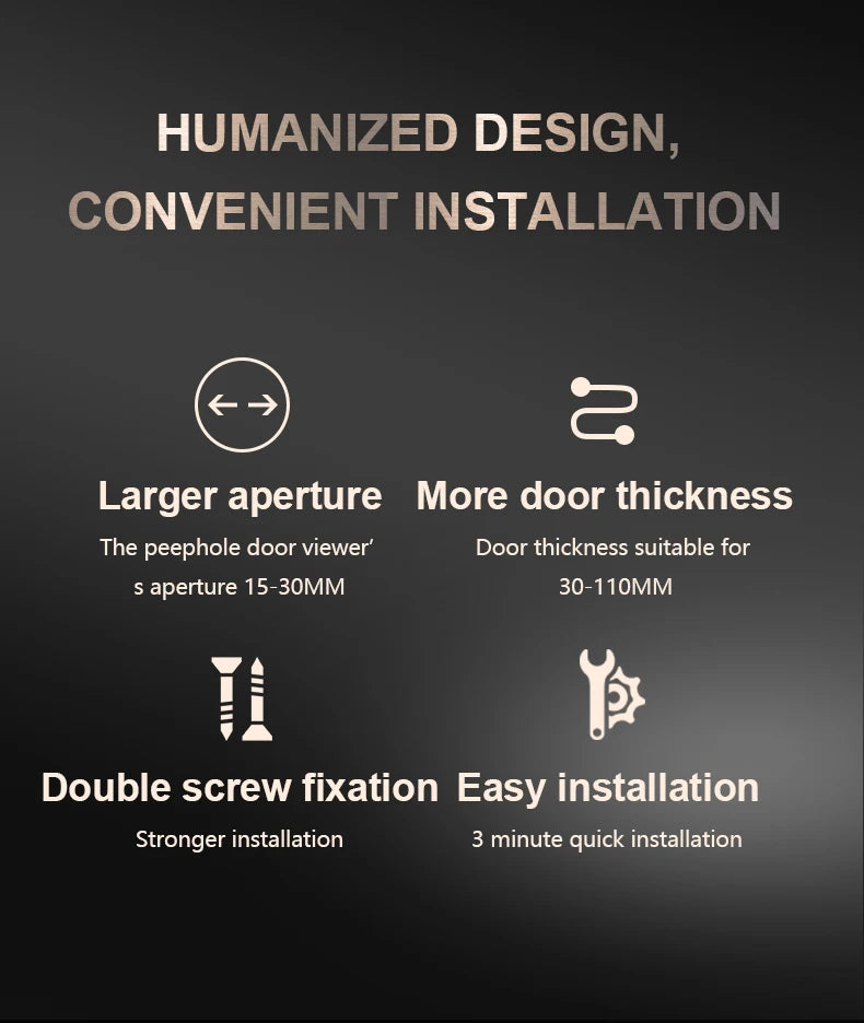 4.3 "IPS Large Capacity Display Doorbell Peep Hole Smart Cat Eye Digital Door Camera 120 ° 2K300W Pixel Doorbell Outdoor Monitor