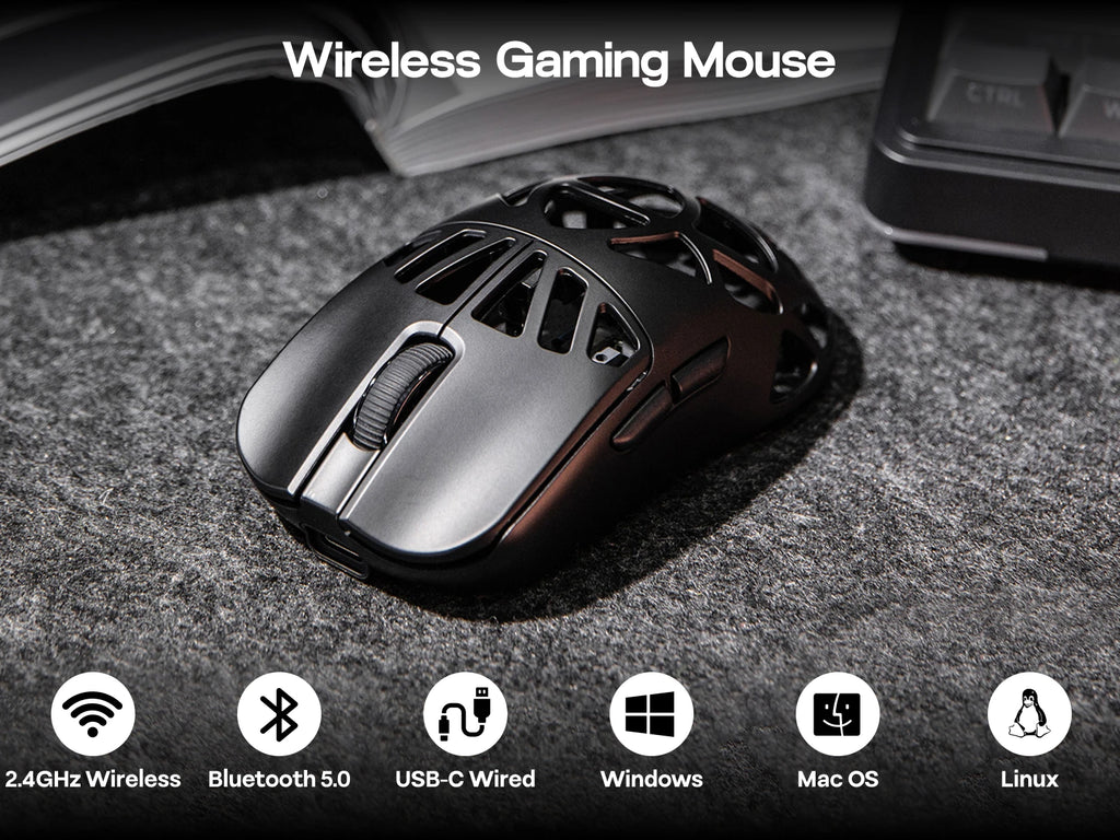 EPOMAKER Carbon X Gaming Mouse Wired/2.4G/BT Wireless Ultra-Lightweight Carbon Fiber Shell Mouse with PAW3950 Sensor 300mAh