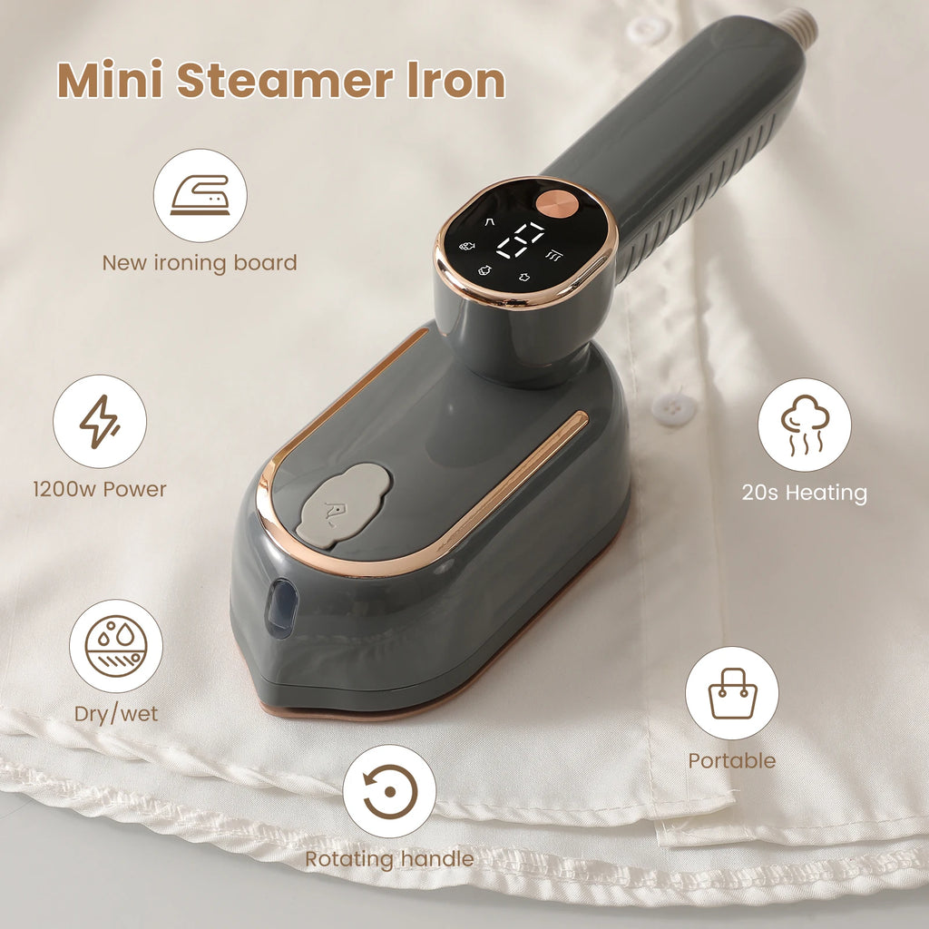 Tidesmit foldable handheld clothes steamer for travel, featuring 3-gear temperature control and fast wrinkle removal.
