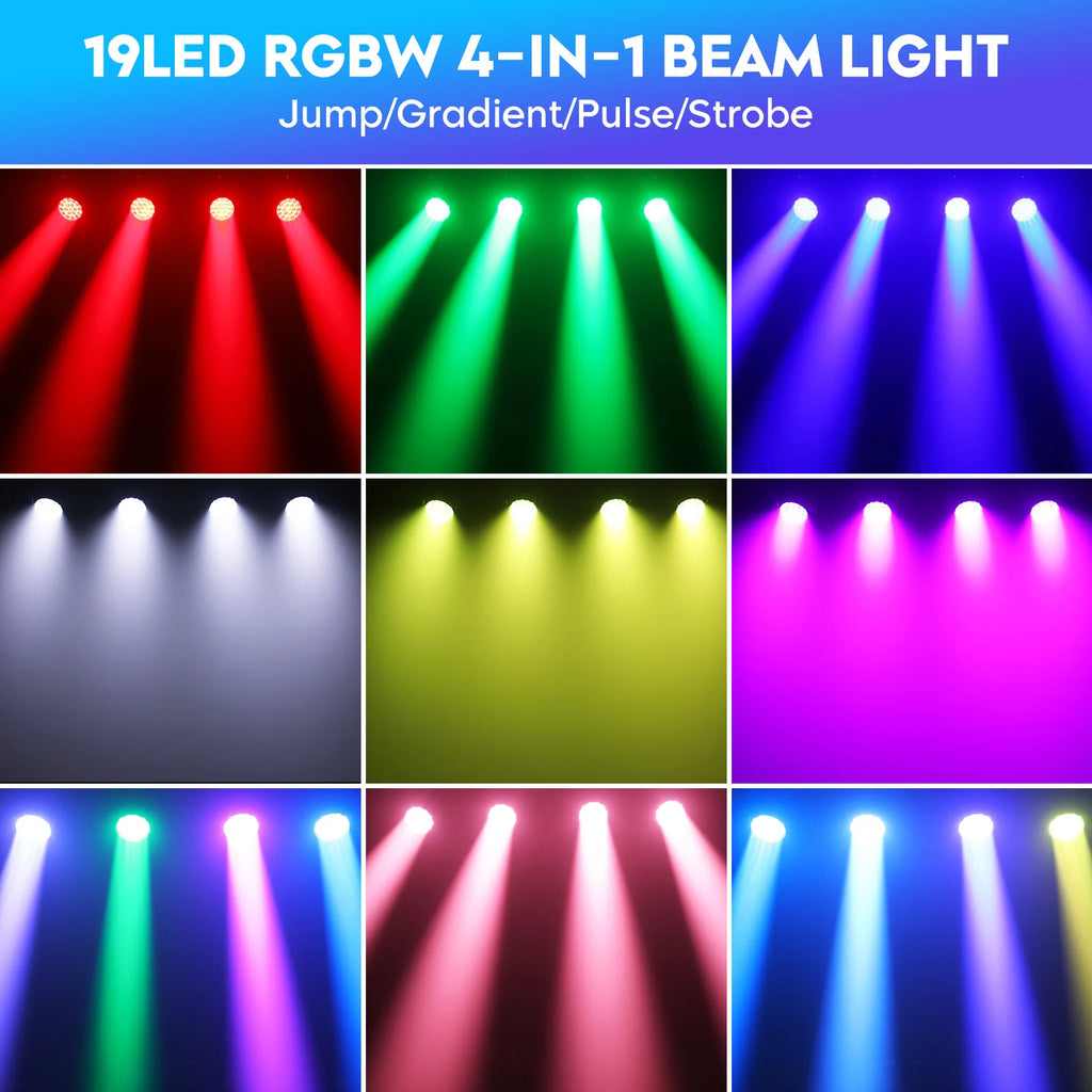 2PCS 19x15W Beam Moving Head Light RGBW LED Lighting Zoom Wash Lights DMX Stage Effect Lighting for Disco Party Concert Theater