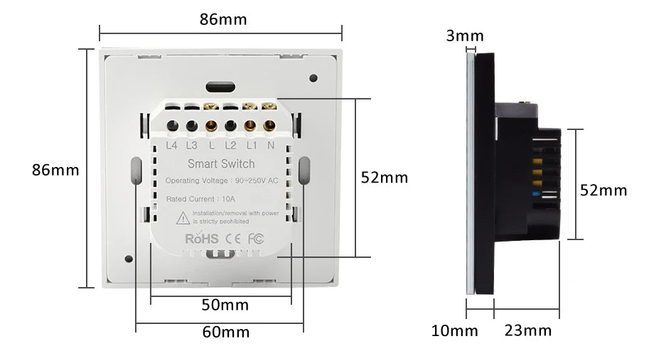 ZigBee 1 2 3 4 Gang with No Neutral Smart Touch Light Switch EU Europe UK Wall Button Tuya Power 2 3 Way Alexa Smart Home Voice