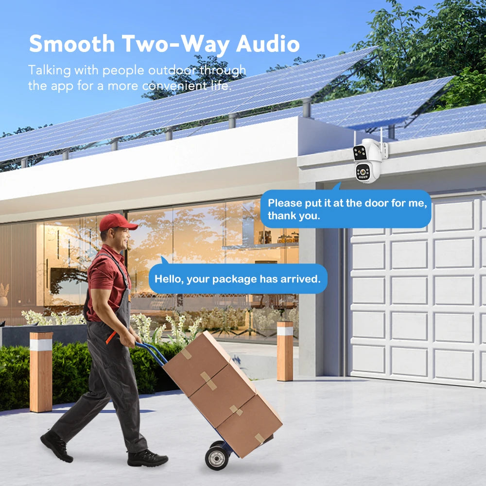 4MP 4G Wifi Surveillance Camera AI Auto Tracking Color Night Vision Two Way Audio Outdoor Dual Lens Dual Screen PTZ Security Cam