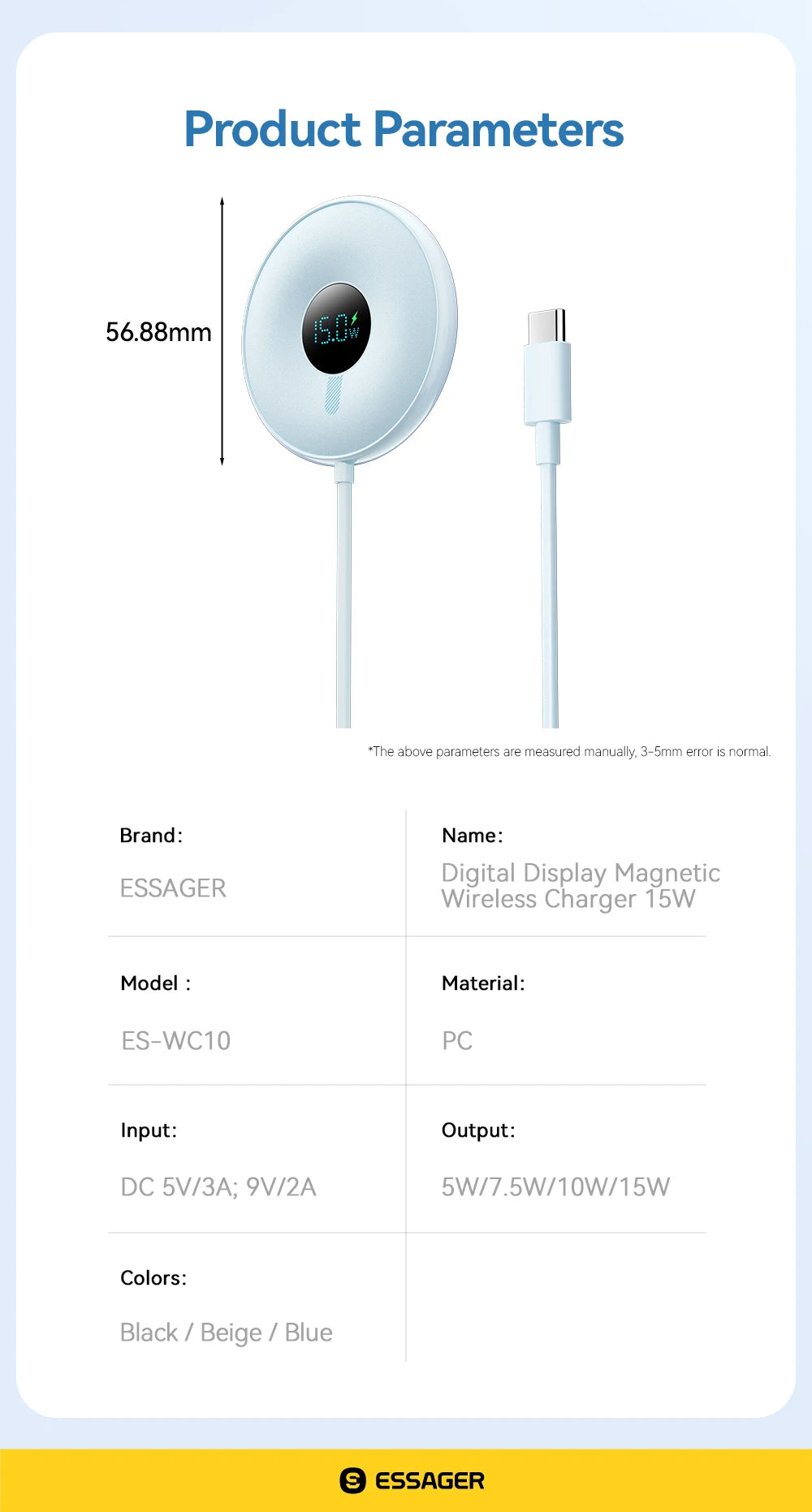 Magnetic 15W Wireless Charger with Digital Display for iPhone Tidesmit