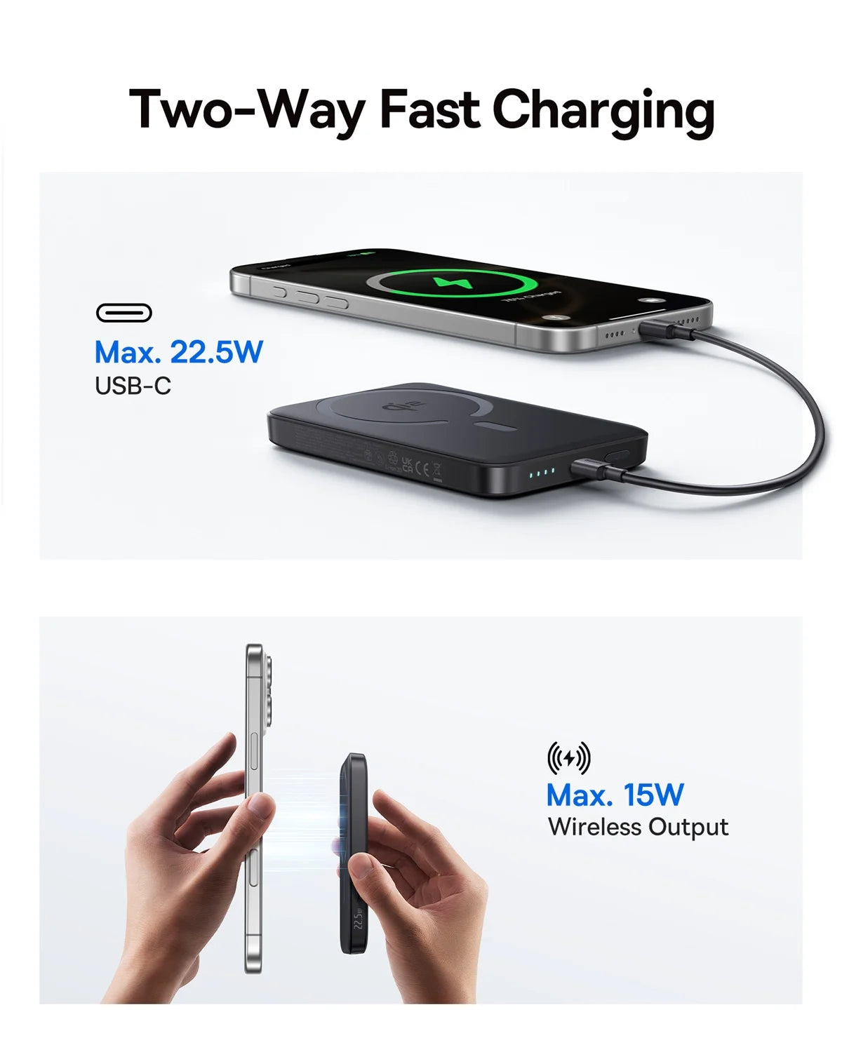 Magnetic Power Bank 10000mAh 15W Wireless Charger for iPhone 16 Tidesmit