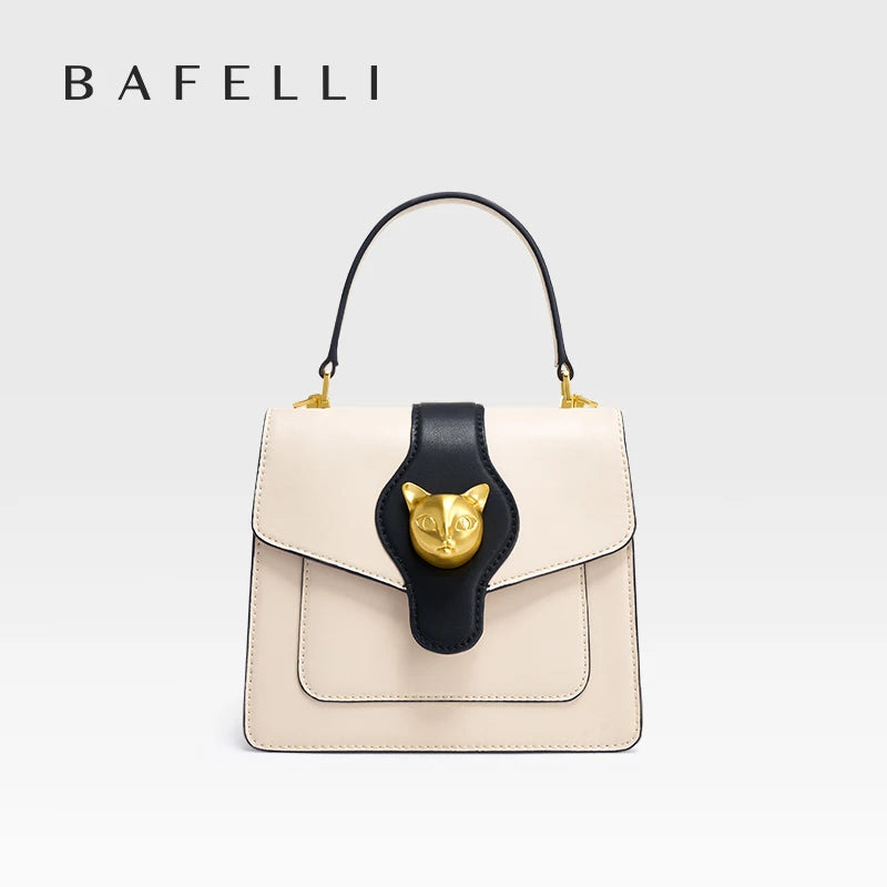BAFELLI 2025 WOMEN'S BUSINESS STYLISH SHOPPER BAG LADY DESIGN HANDBAGS ORIGINAL BRAND PURSE SHOULDER CROSSBODY  NEW CAT LEATHER