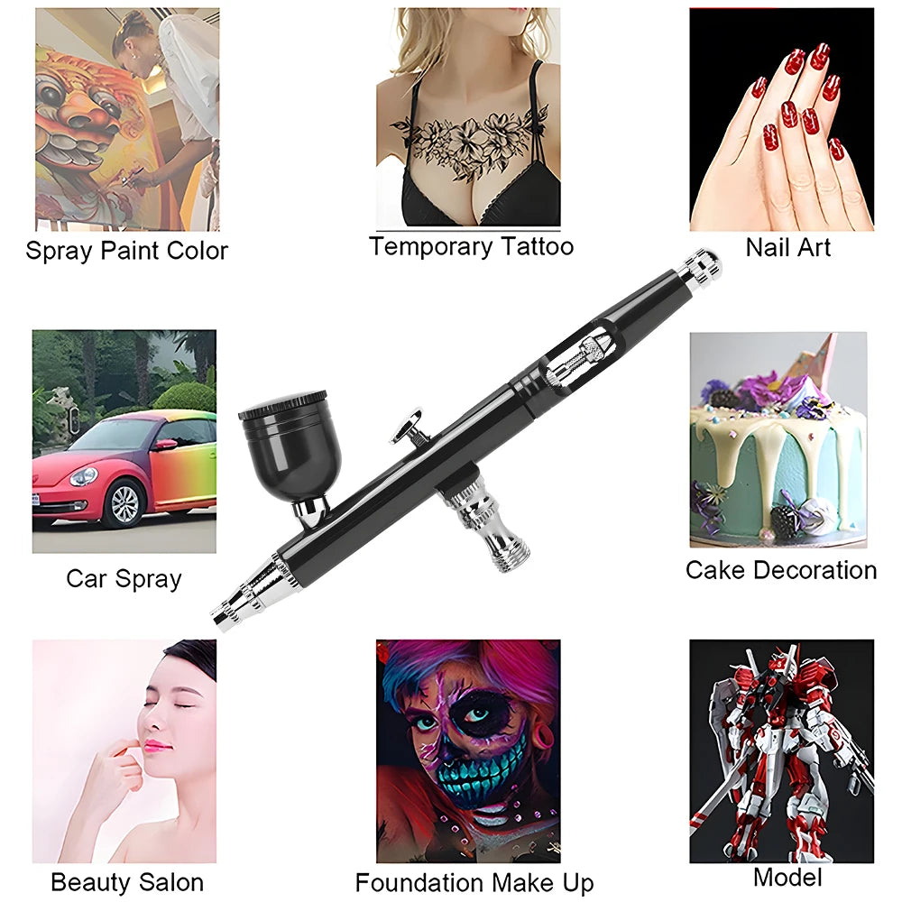 Podofo Dual Action Airbrush Kit Pneumatic Spray Gun for Nail Art Tattoo Painting Car Paint Spraying Tool