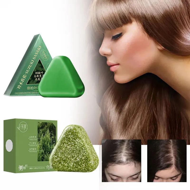 Usman Grass Platycladus Herbal Shampoo Soap Natural Hair Loss Treat Strengthens Roots Controls Oil Cleanses Scalp Hair Growth