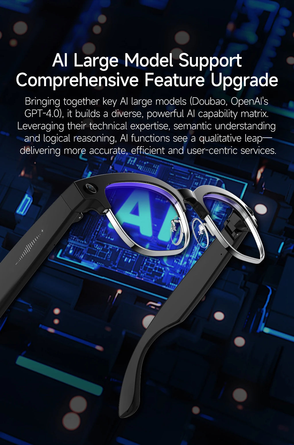 AI Smart Glasses with 4K Camera, Bluetooth, and Spatial Audio - Tidesmit Tidesmit